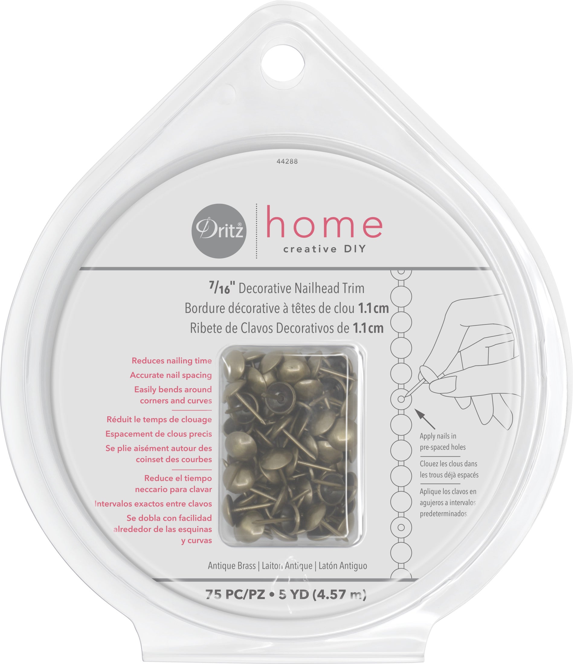 Dritz galon clous tapissier noirs 7/16" 75 pcs