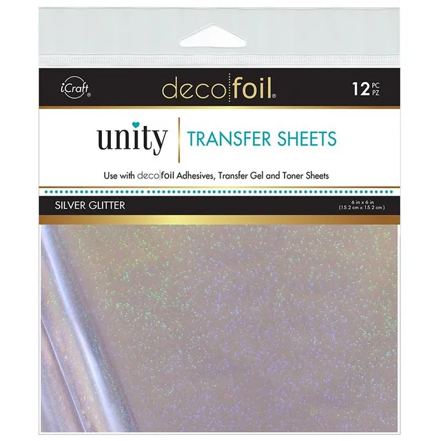HeatnBond Unity Deco Foil feuilles transfert argent pailleté 12 pcs