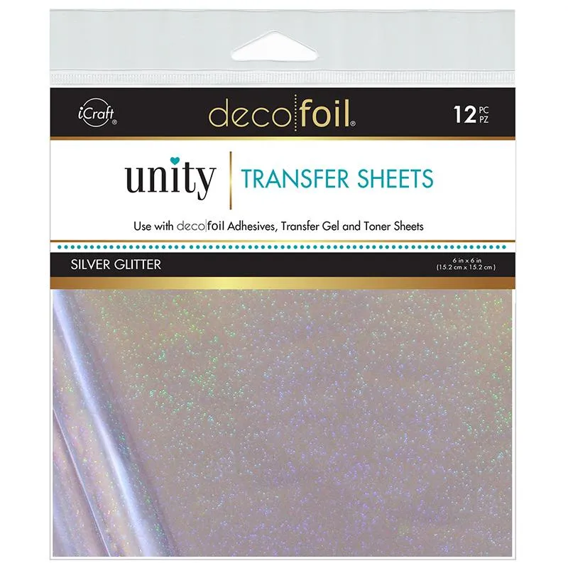 HeatnBond Unity Deco Foil feuilles transfert argent pailleté 12 pcs