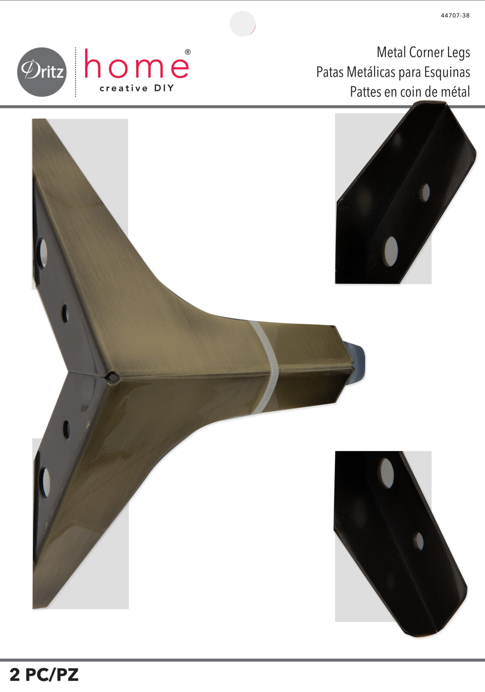 Dritz pieds métal nickel meuble déco lot 2
