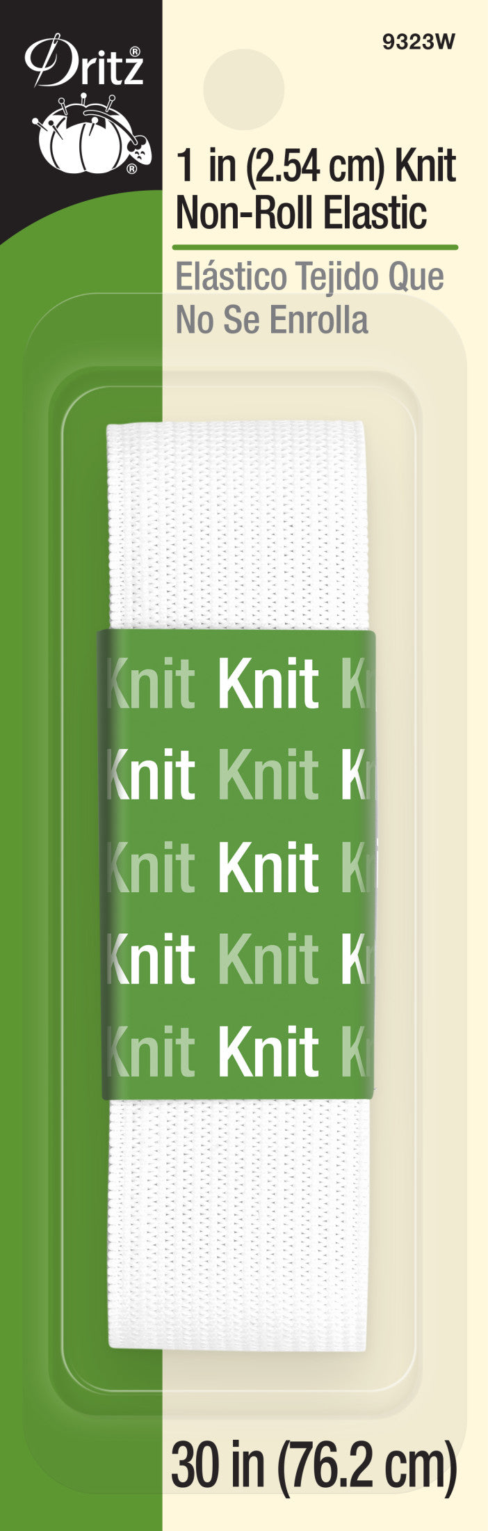 Dritz 9323W Élastique Tricot Anti-Roule Blanc 25 mm 76 cm