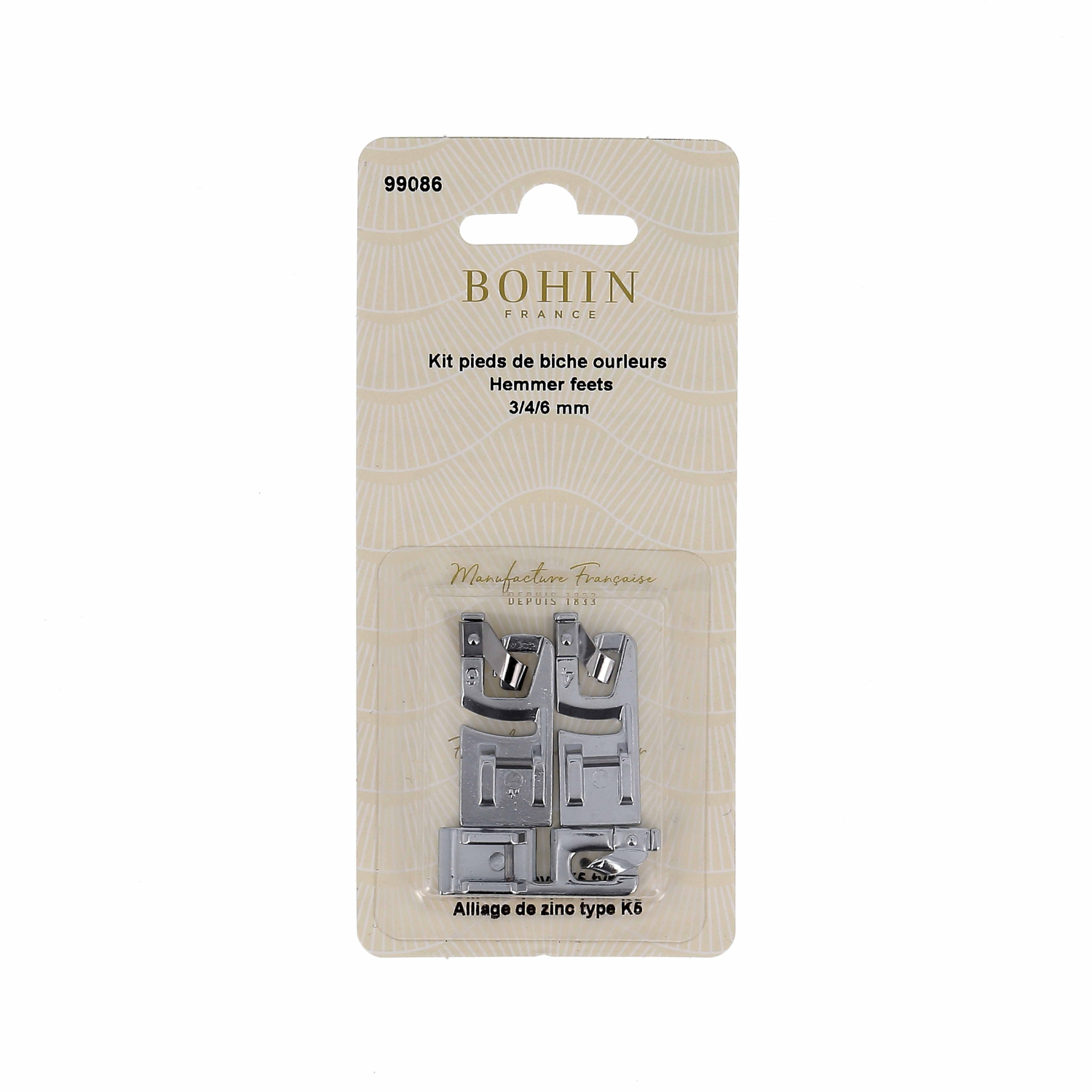 Bohin pied de biche ourleur 3 mm tissu fin