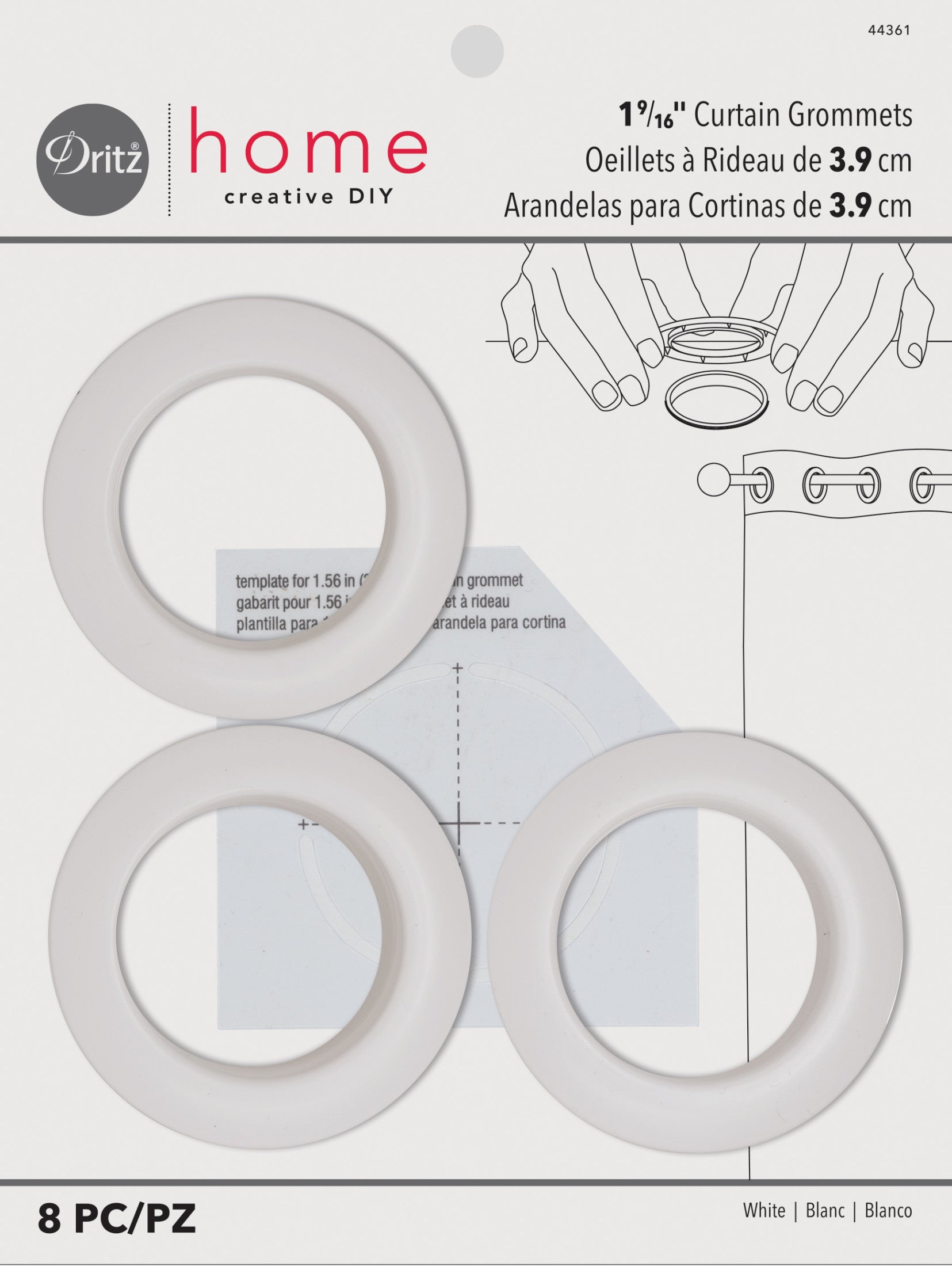 Dritz Oeillets rideaux blanc 40 mm 8 paires