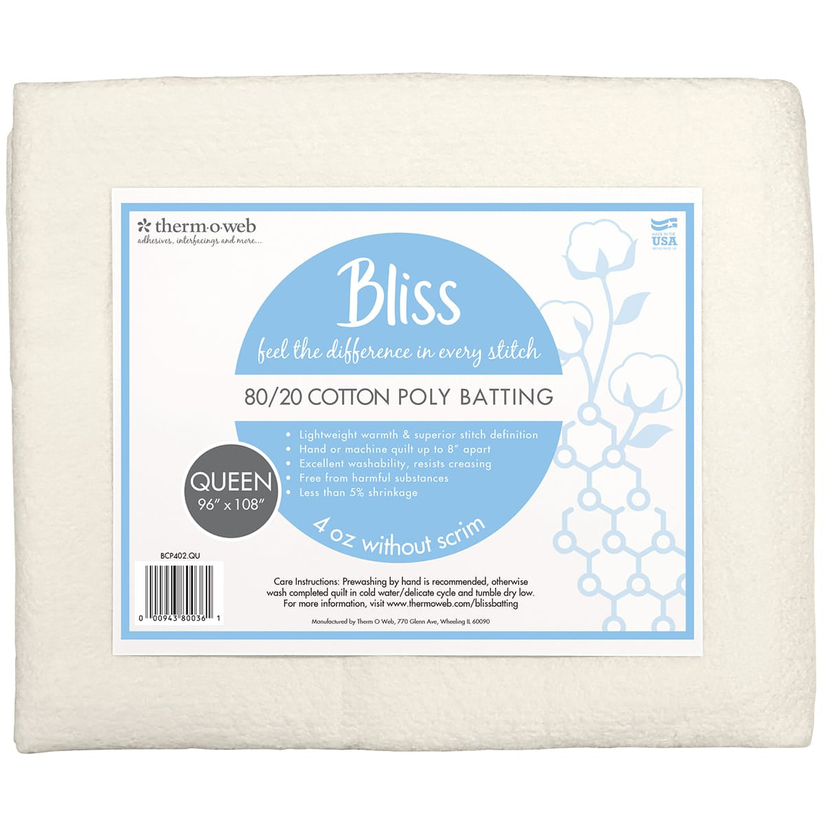 HeatnBond Bliss BCP402 molleton coton 80/20 Queen 274x244 cm