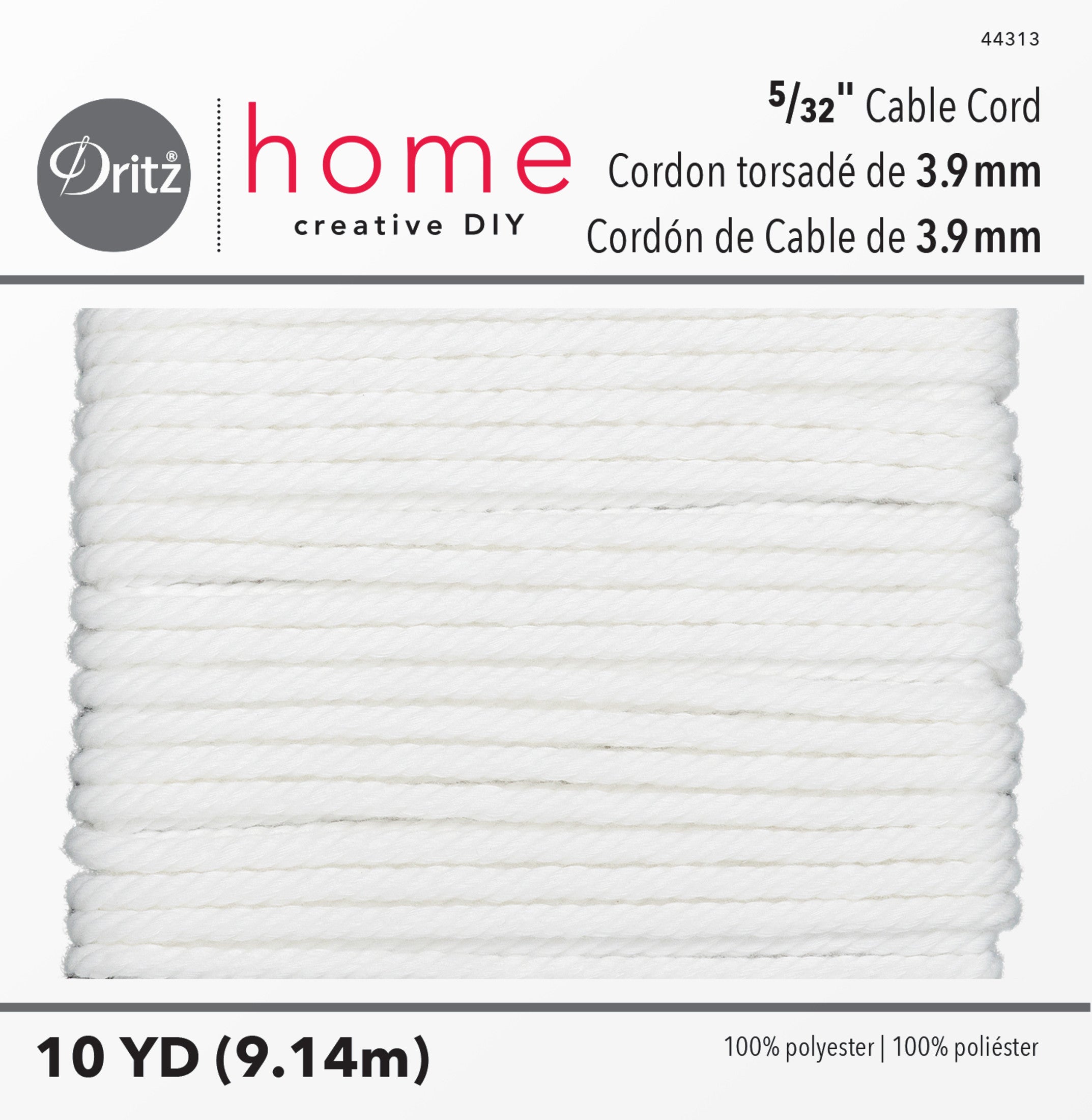 Dritz Cordon blanc 5/32" x 10yd polyester passepoil tissu