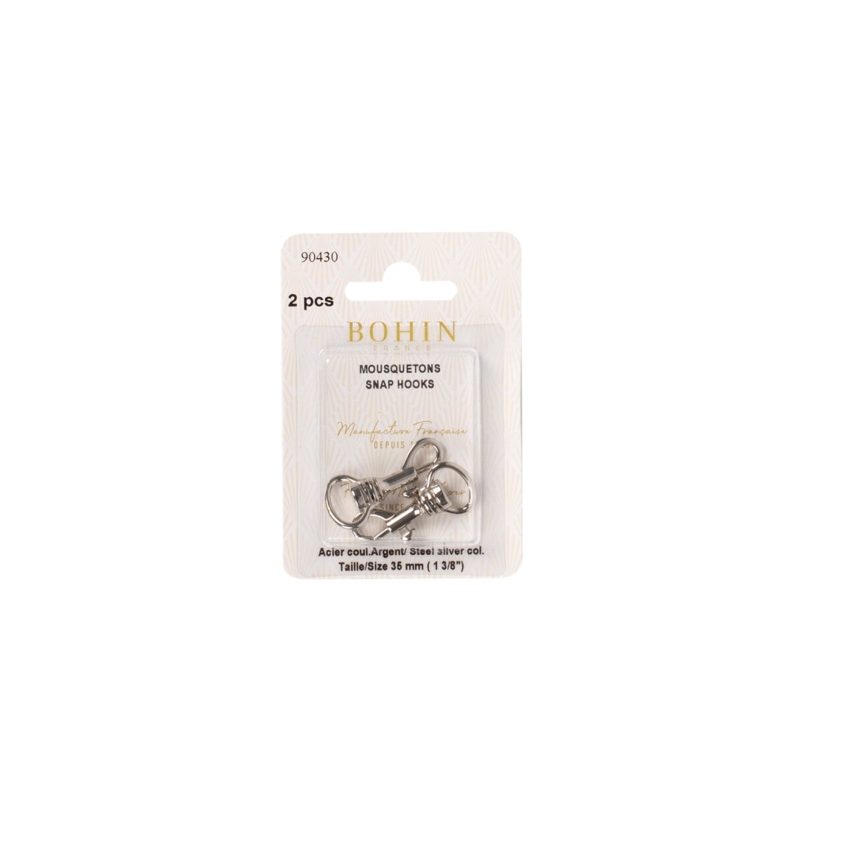 Bohin Accessoires de confection Fermoir mousqueton acier 35/45 mm x2