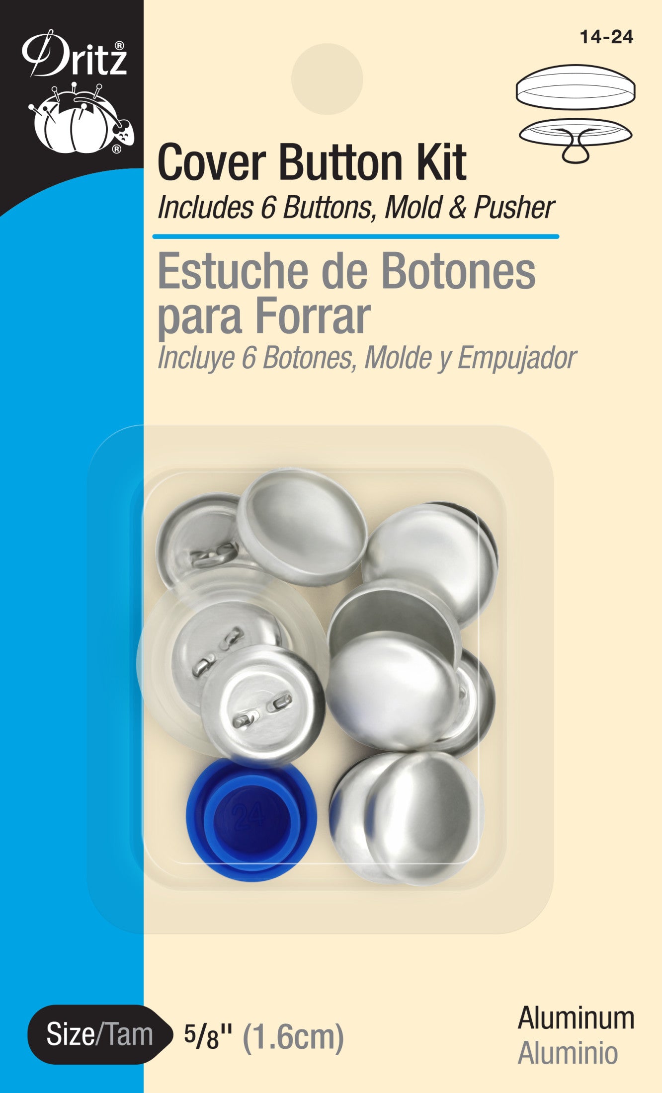 Dritz Kit boutons à recouvrir nickel avec moule outil couture