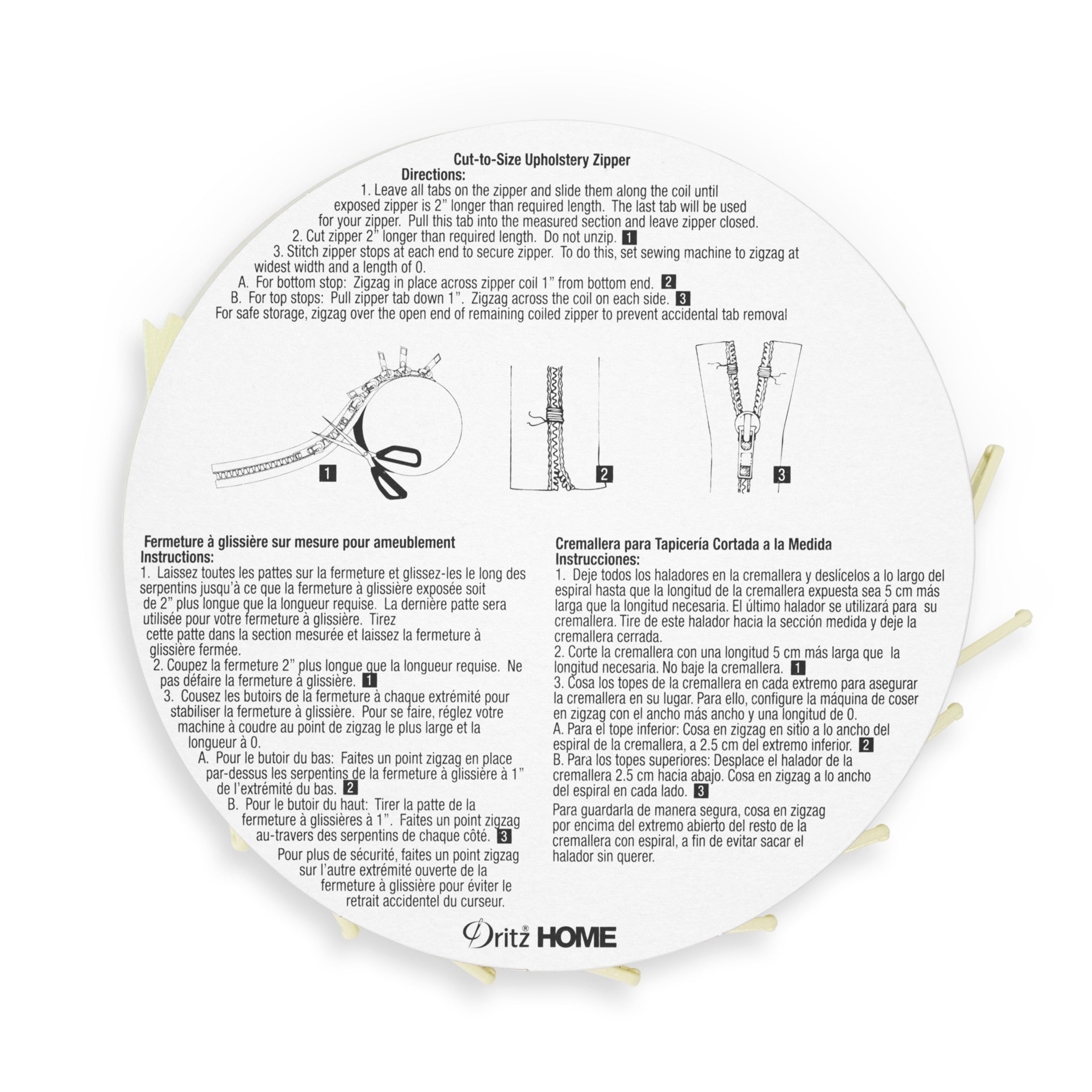 Dritz Fasteners Fermeture Mètre 3-1/4 yd Noir coussin
