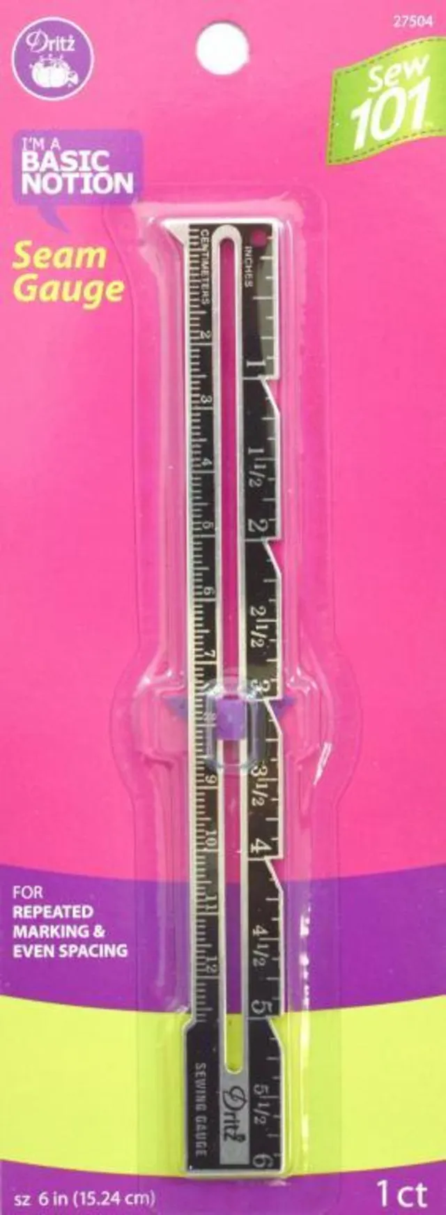 Dritz Sew 101 27504 jauge couture 15 cm noire