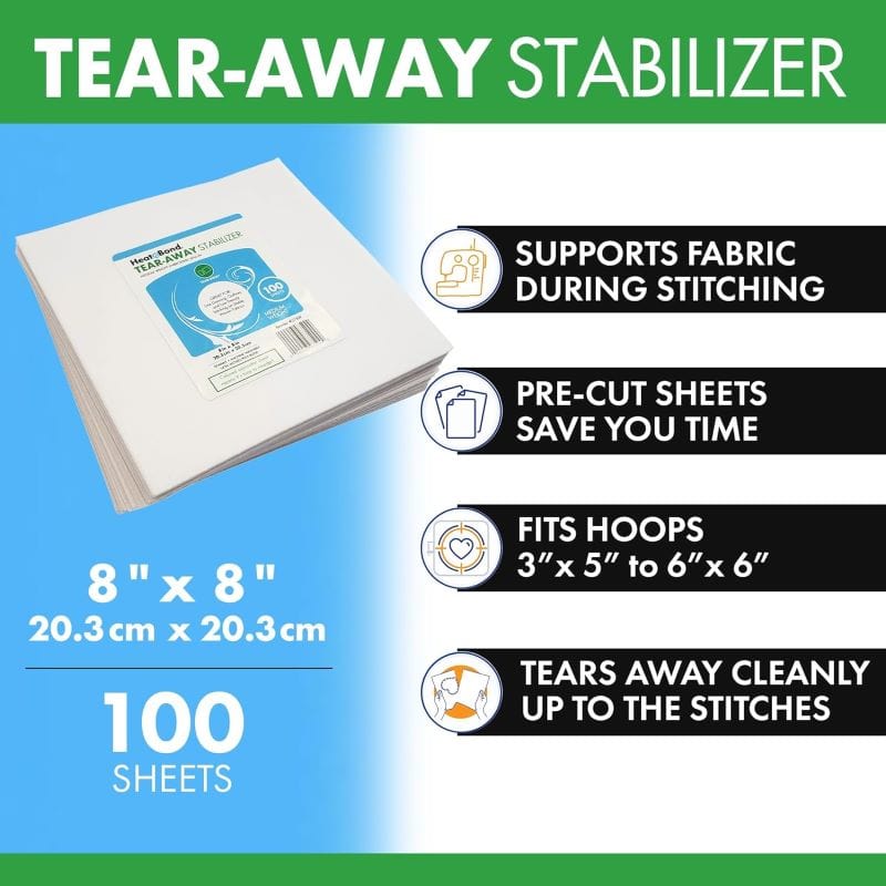 HeatnBond Stabilisateur broderie déchirable 20x20cm 100 feuilles