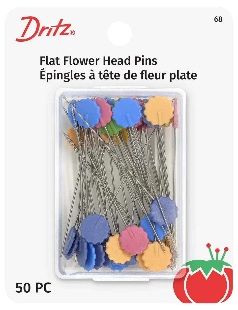 Dritz épingles fleur plates assorties x50
