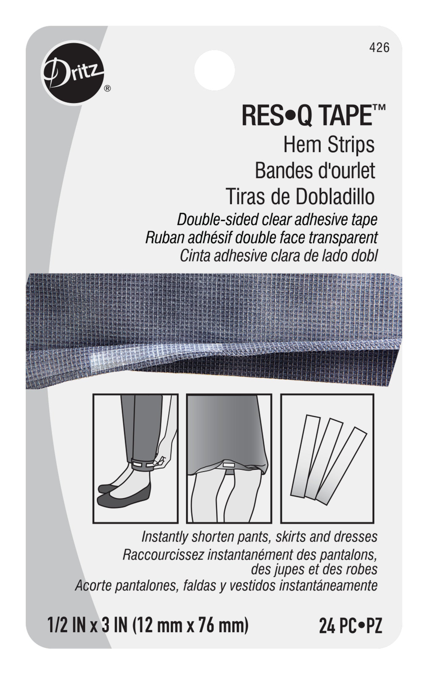 Dritz Res-Q-Tape 426 ruban adhésif ourlet transparent 24 pc