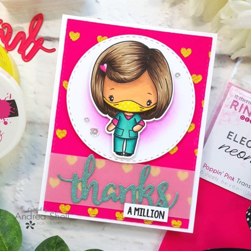 Rina K. Designs flock transfert rose fluo 6 feuilles