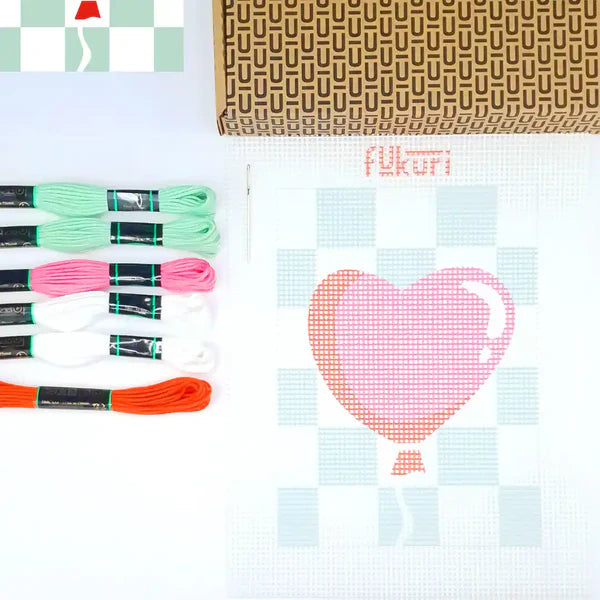 Bohin Fukuri Kit canevas Ballon cœur 13x18 cm