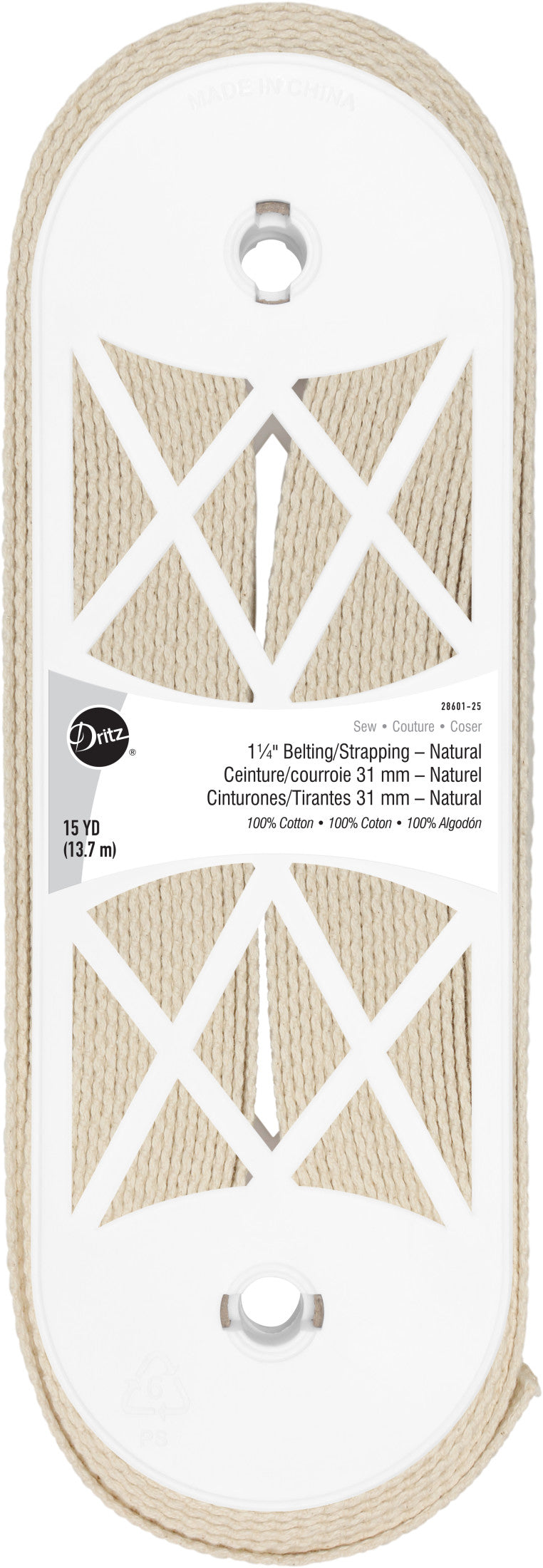 Dritz Sangle coton 32 mm x 13,7 m noire ceinture sac