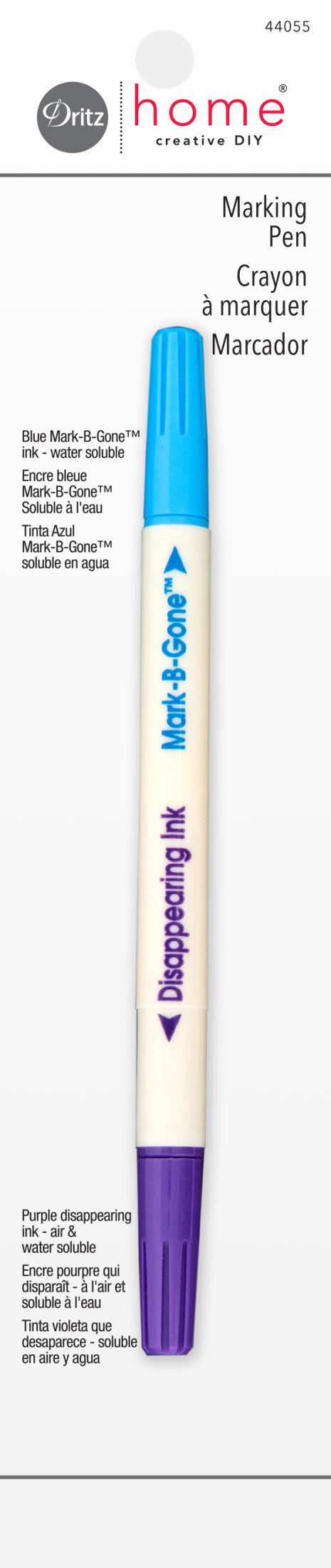 Dritz stylo marquage tissu double pointe bleu violet soluble