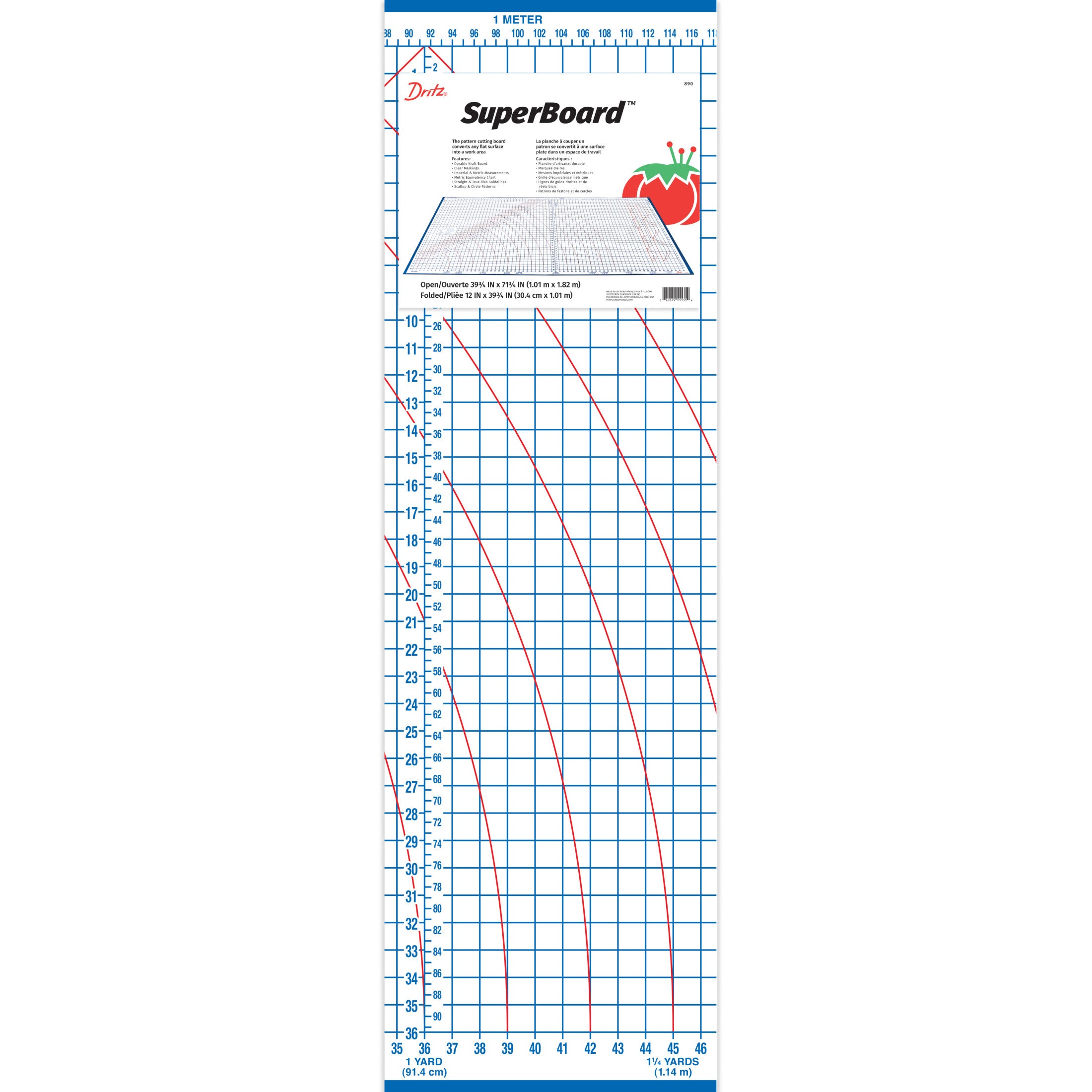 Dritz 890 planche à patron pliable carton 101x182 cm
