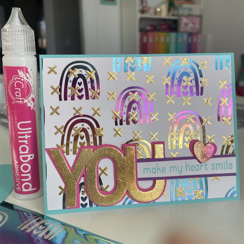 Deco Foil Rainbows Galore papier toner A2 8 feuilles arc-en-ciel