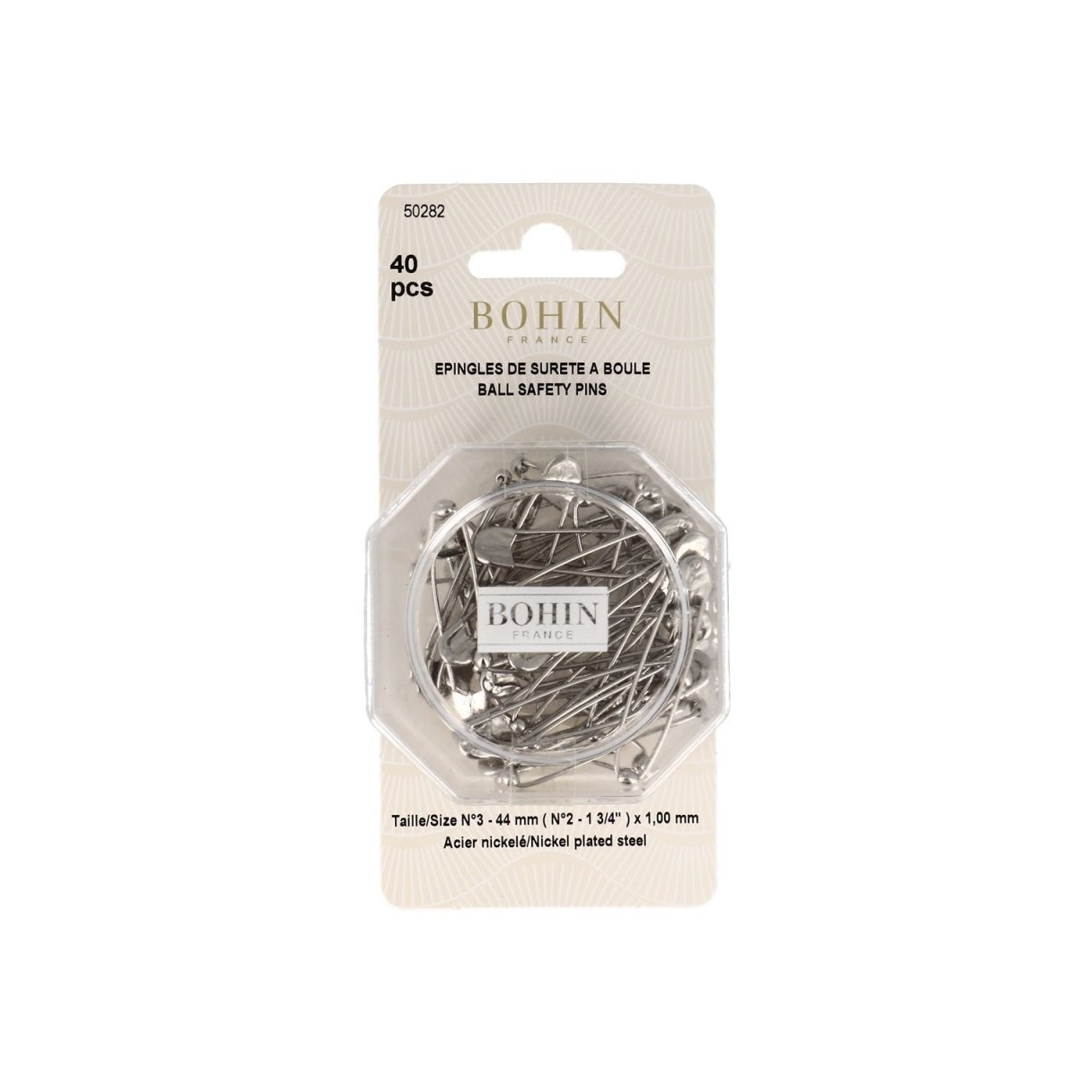 Bohin Épingles à nourrice boule 36 mm boîte 40