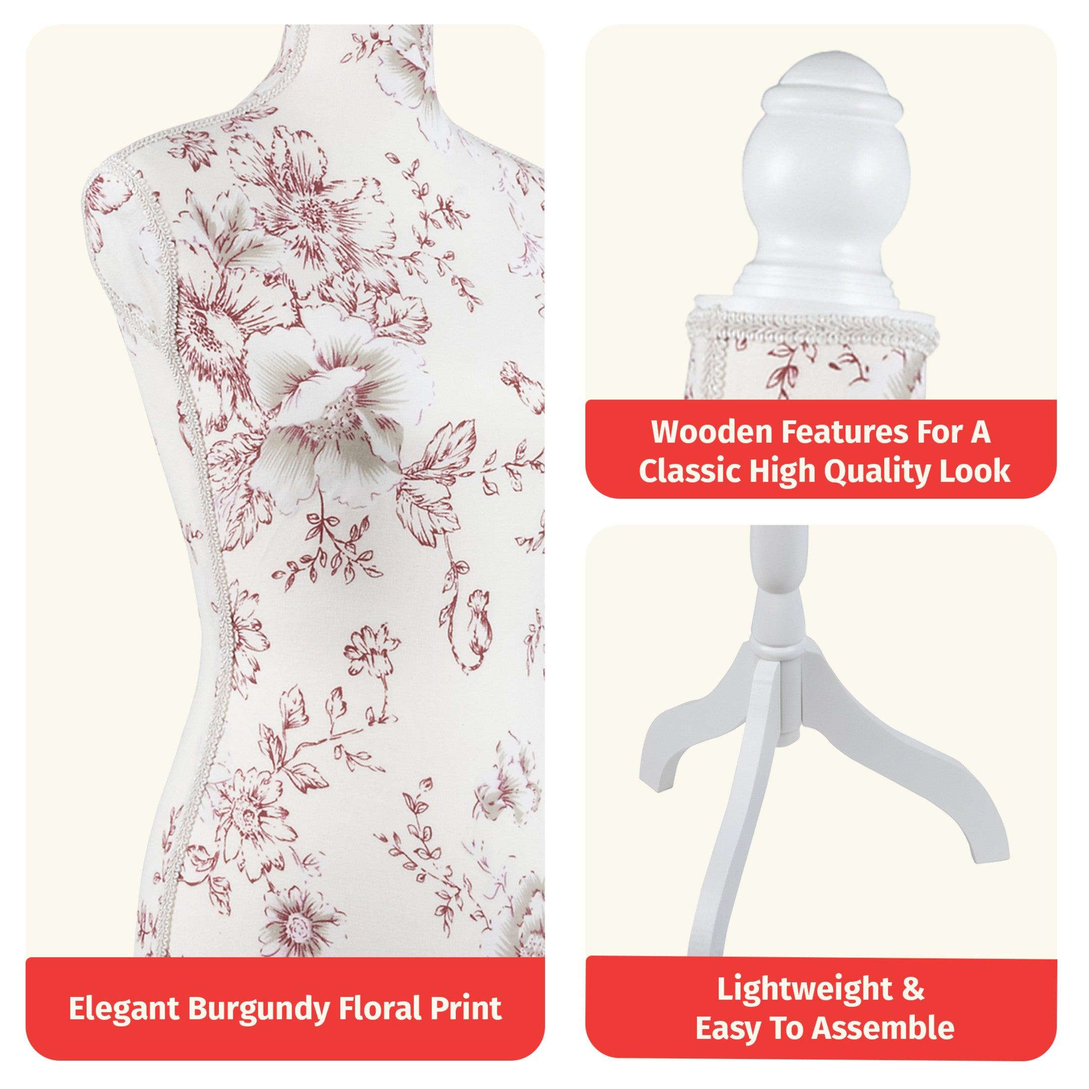 Dritz Dress Forms mannequin couture floral taille US 6 buste