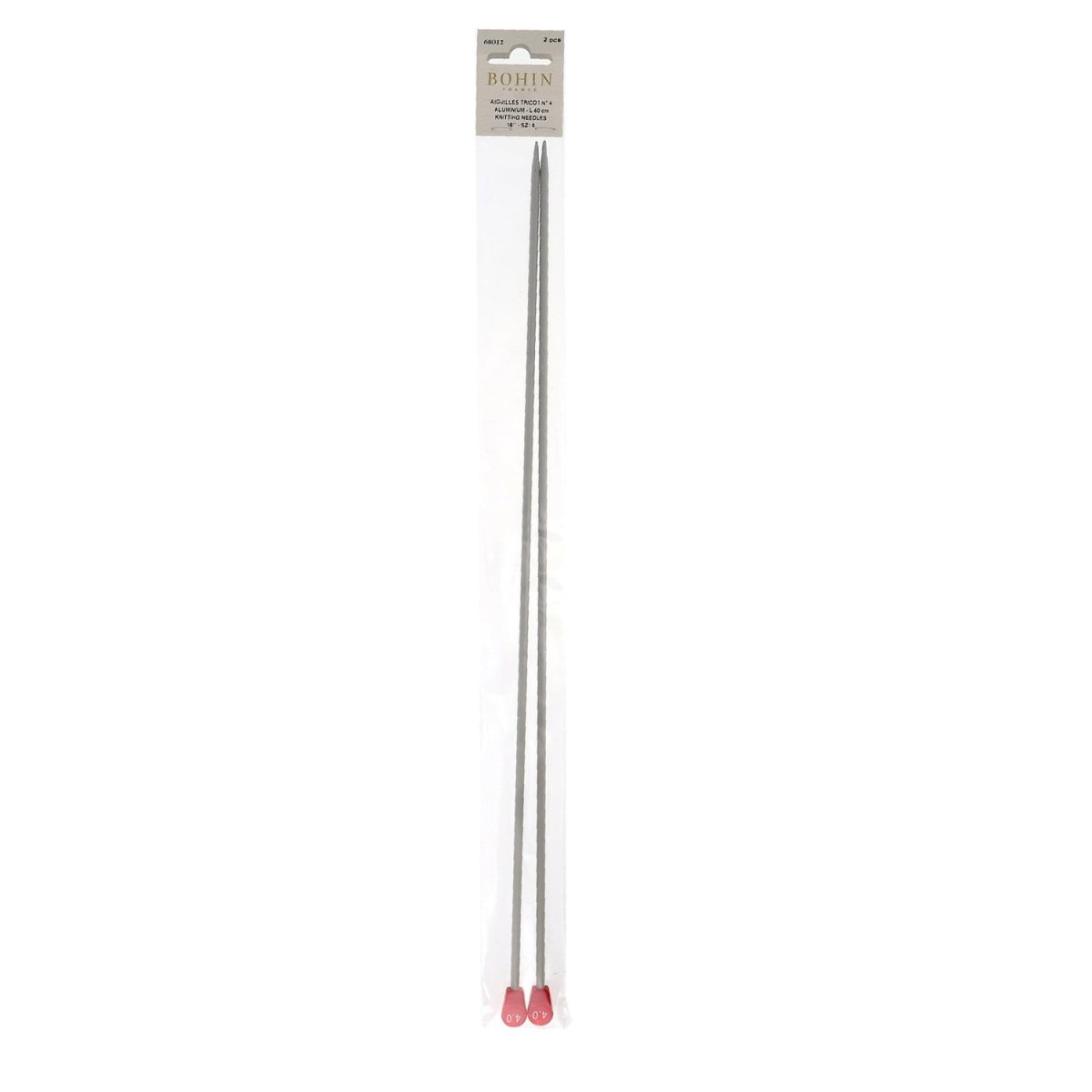 Bohin Tricot & Crochet aiguilles à tricoter 40 cm N°4 aluminium
