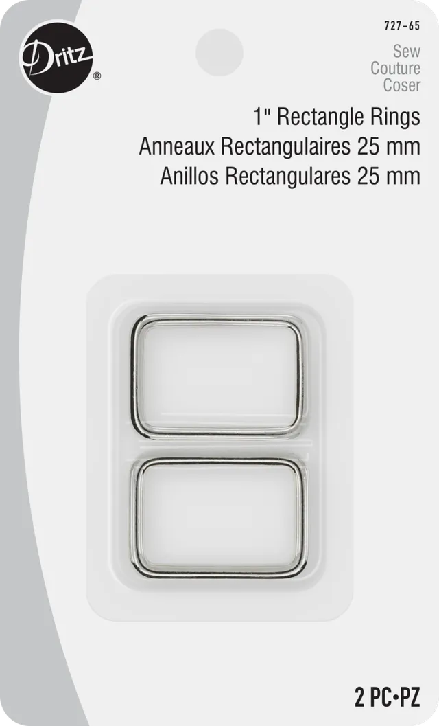 Dritz Rectangle Rings anneaux sac nickel 25 mm lot 2