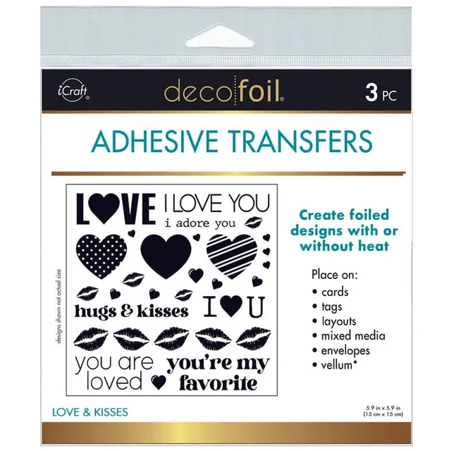 Deco Foil Transfert adhésif Love & Kisses 3 feuilles