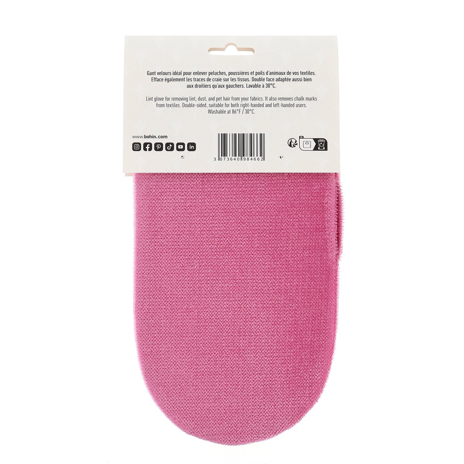 Bohin Accessoires entretien textile gant velours 26x14 cm