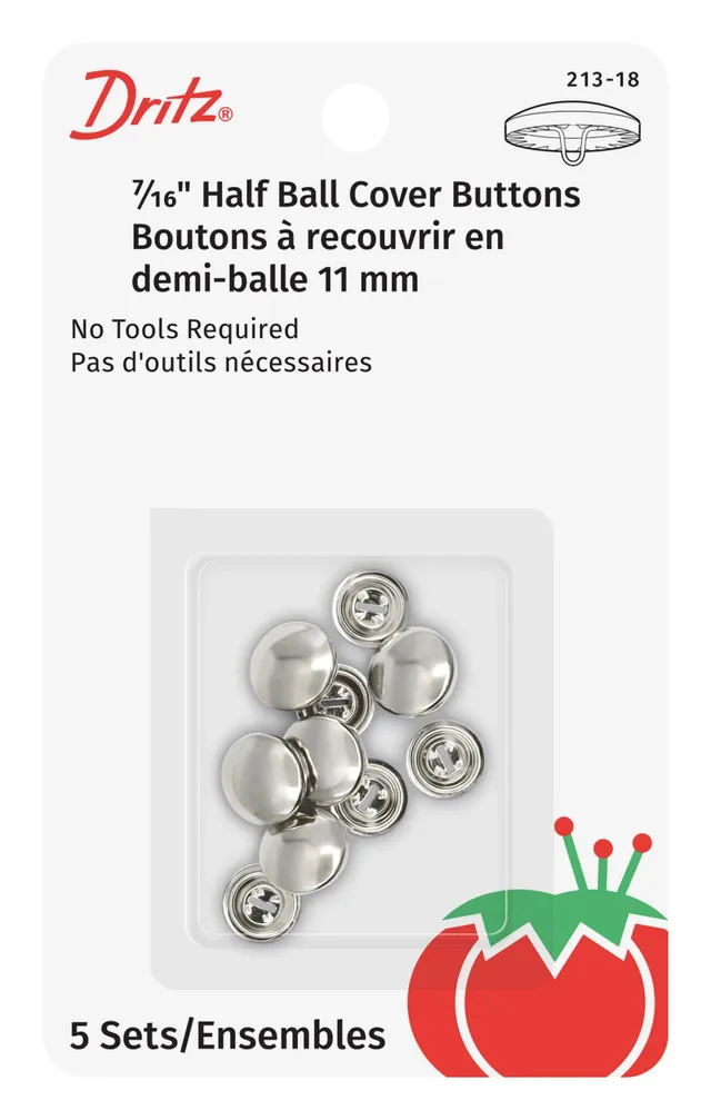 Dritz boutons à recouvrir demi-boule nickel 5/8"
