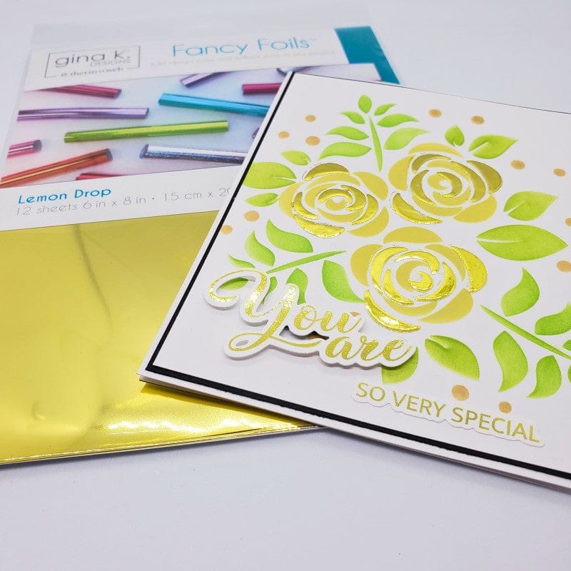 Gina K. Designs Fancy feuille foil transfert jaune citron 15x20 cm 12 feuilles