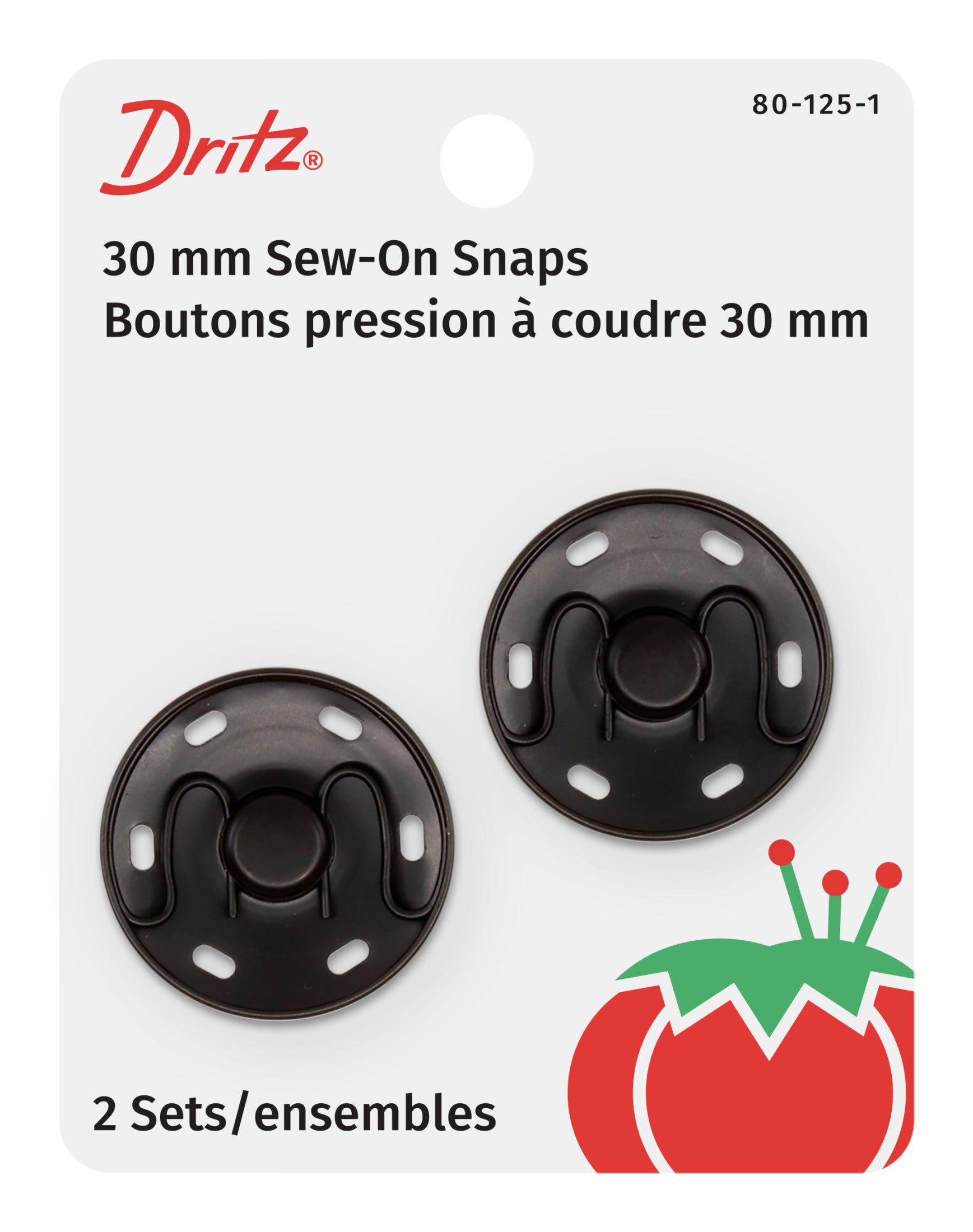 Dritz 80-125-1 bouton pression à coudre noir 30mm 2 sets