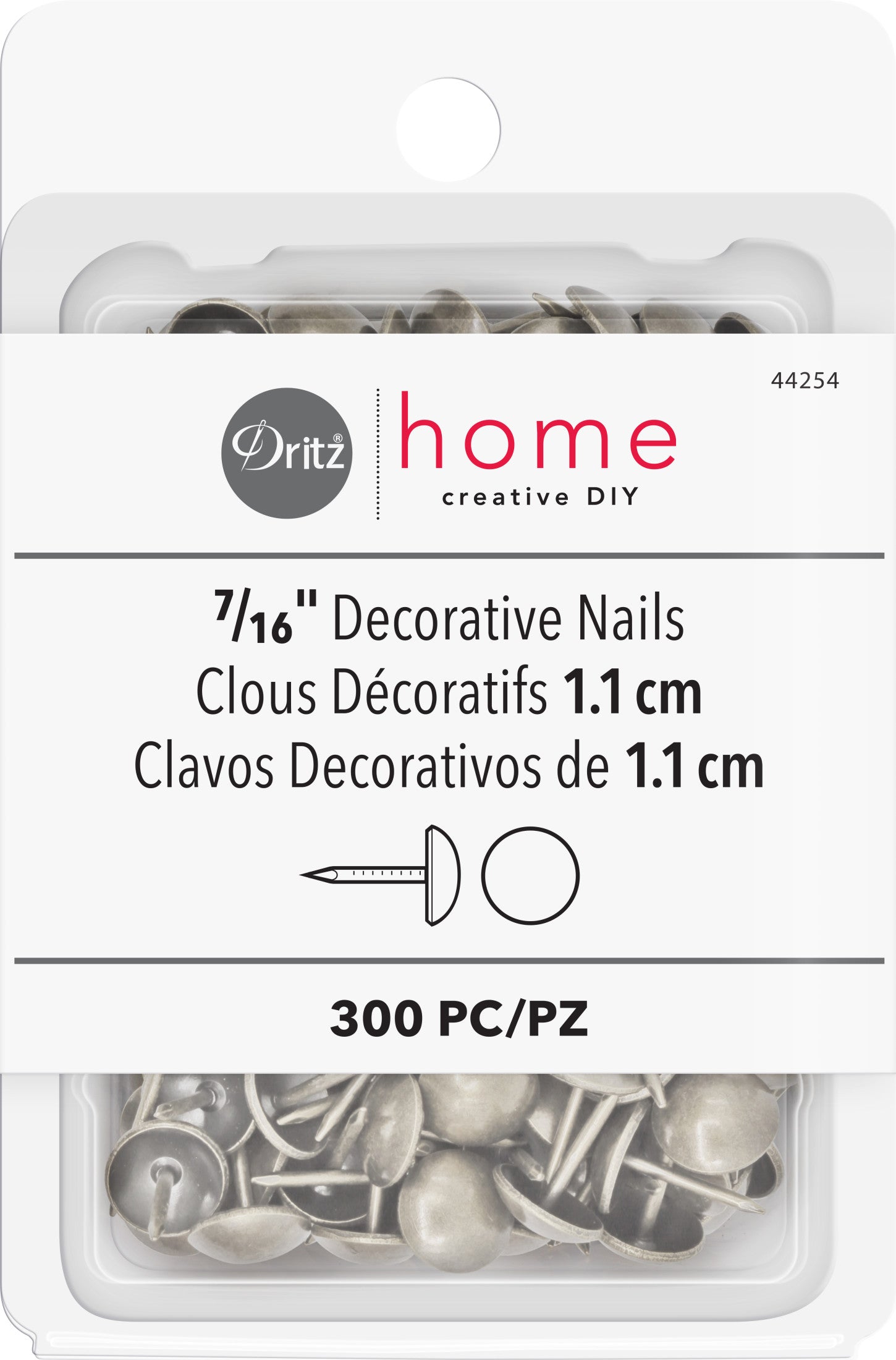 Dritz Clous Décoratifs Lisses Nickel 11 mm 300 Pièces