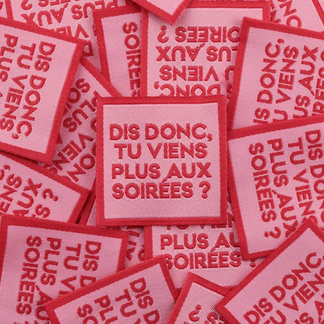 Bohin Étiquettes à coudre Dis donc tu viens plus aux soirées 3,5 cm