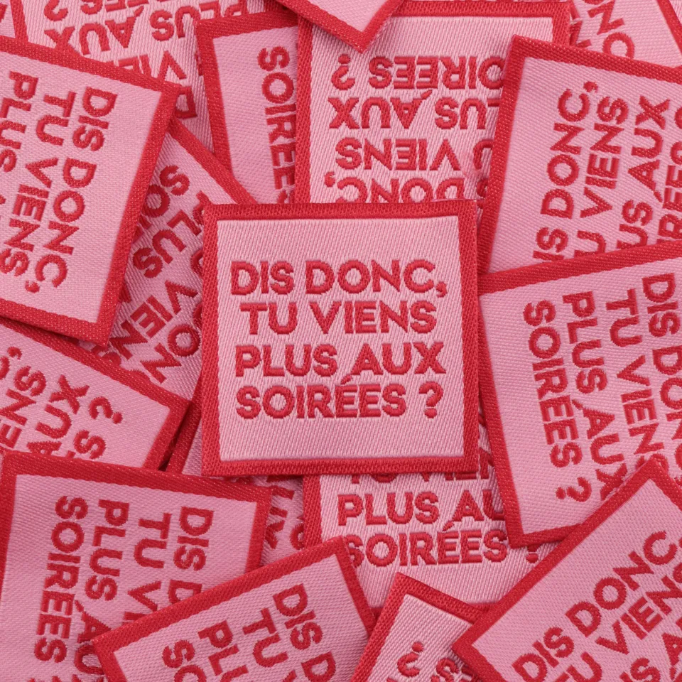 Bohin Étiquettes à coudre Dis donc tu viens plus aux soirées 3,5 cm