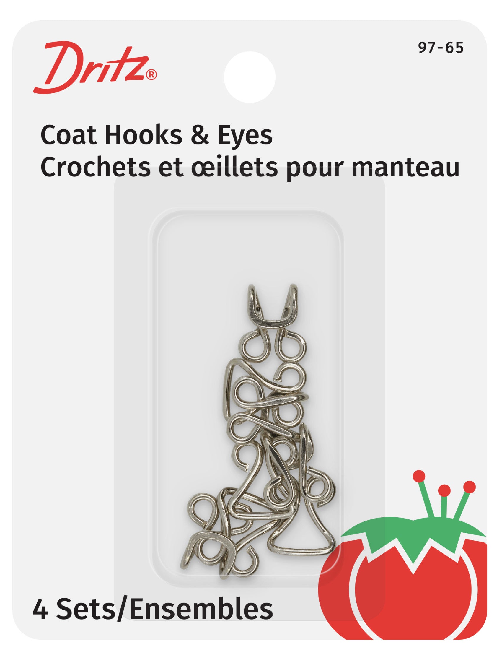 Dritz Agrafes Manteau Crochets 4 pcs Noir