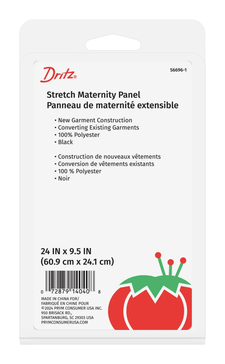 Dritz Elastics & Fabrics 56696-1 panneau maternité noir extensible