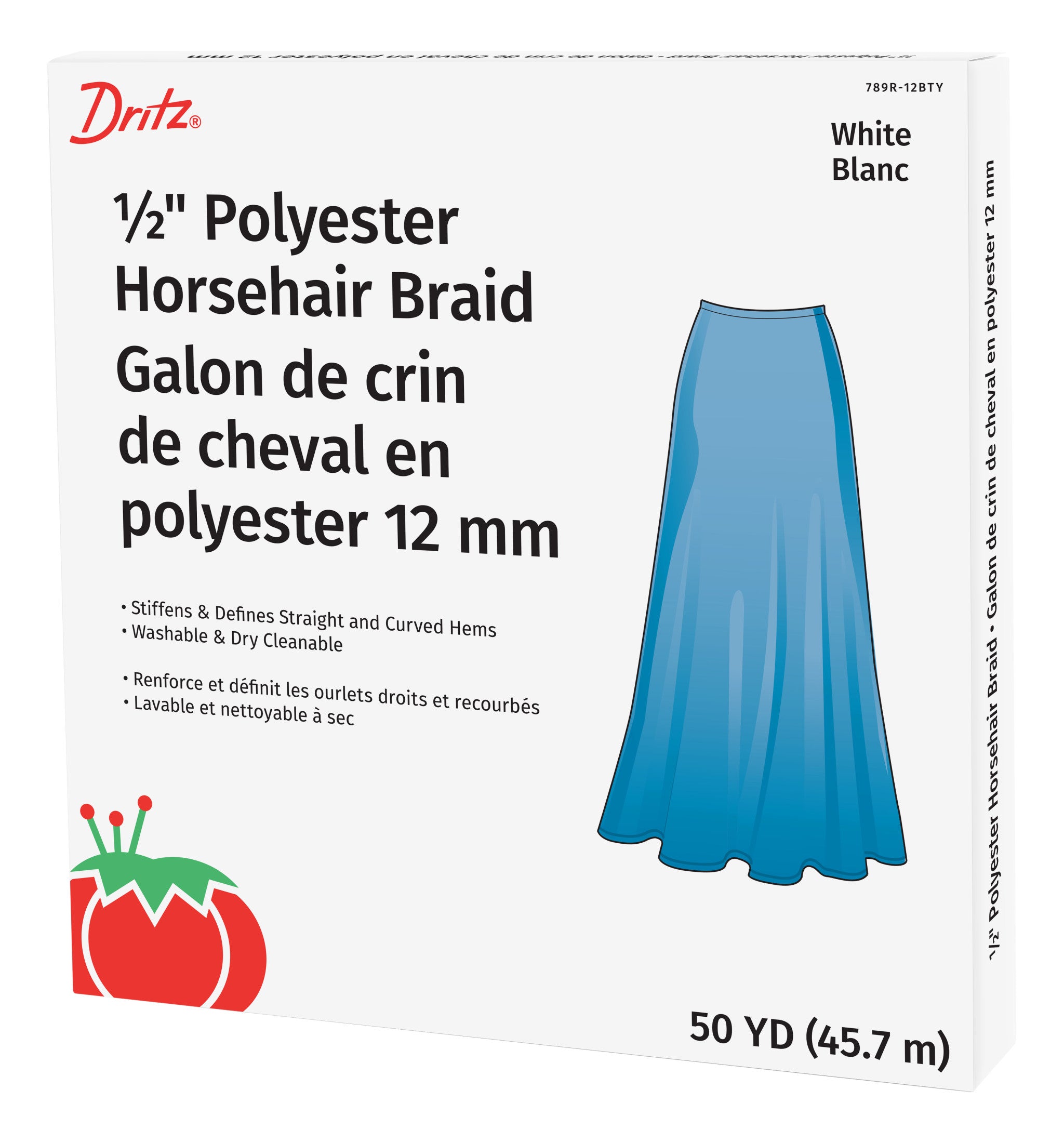 Dritz Elastics & Fabrics 789R-12BTY crin polyester blanc 12 mm 50 yd