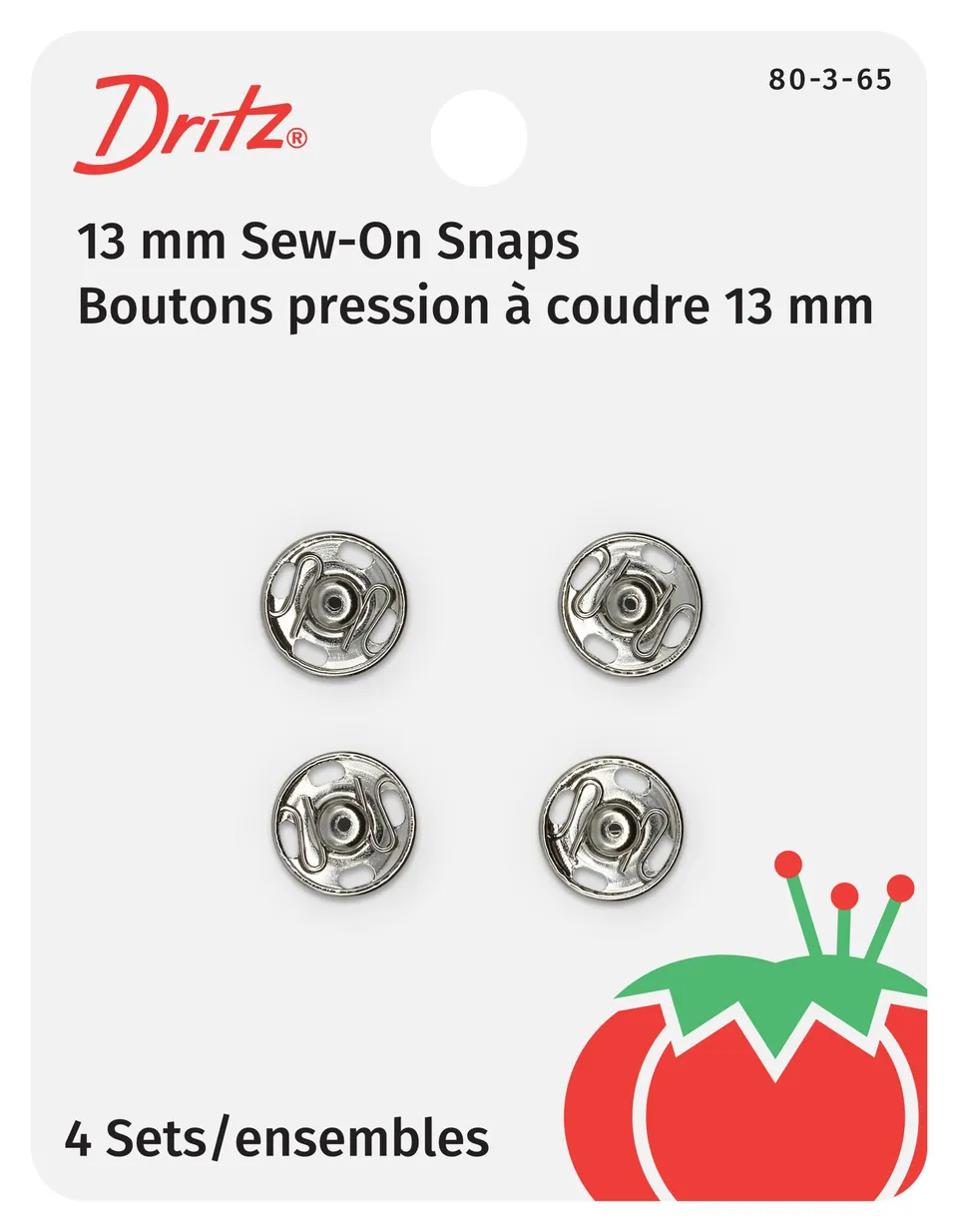 Dritz Boutons Pression à Coudre Nickel Taille 3 4 pcs