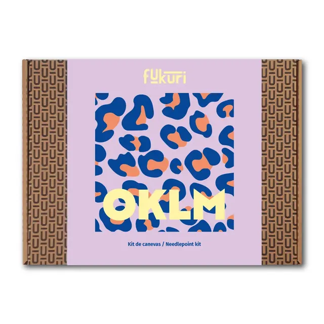 Bohin OKLM Fukuri kit canevas léopard parme 20x20 cm