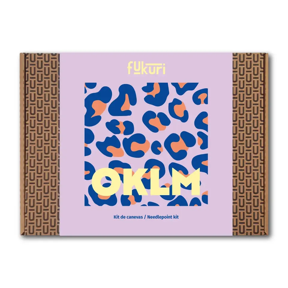 Bohin OKLM Fukuri kit canevas léopard parme 20x20 cm