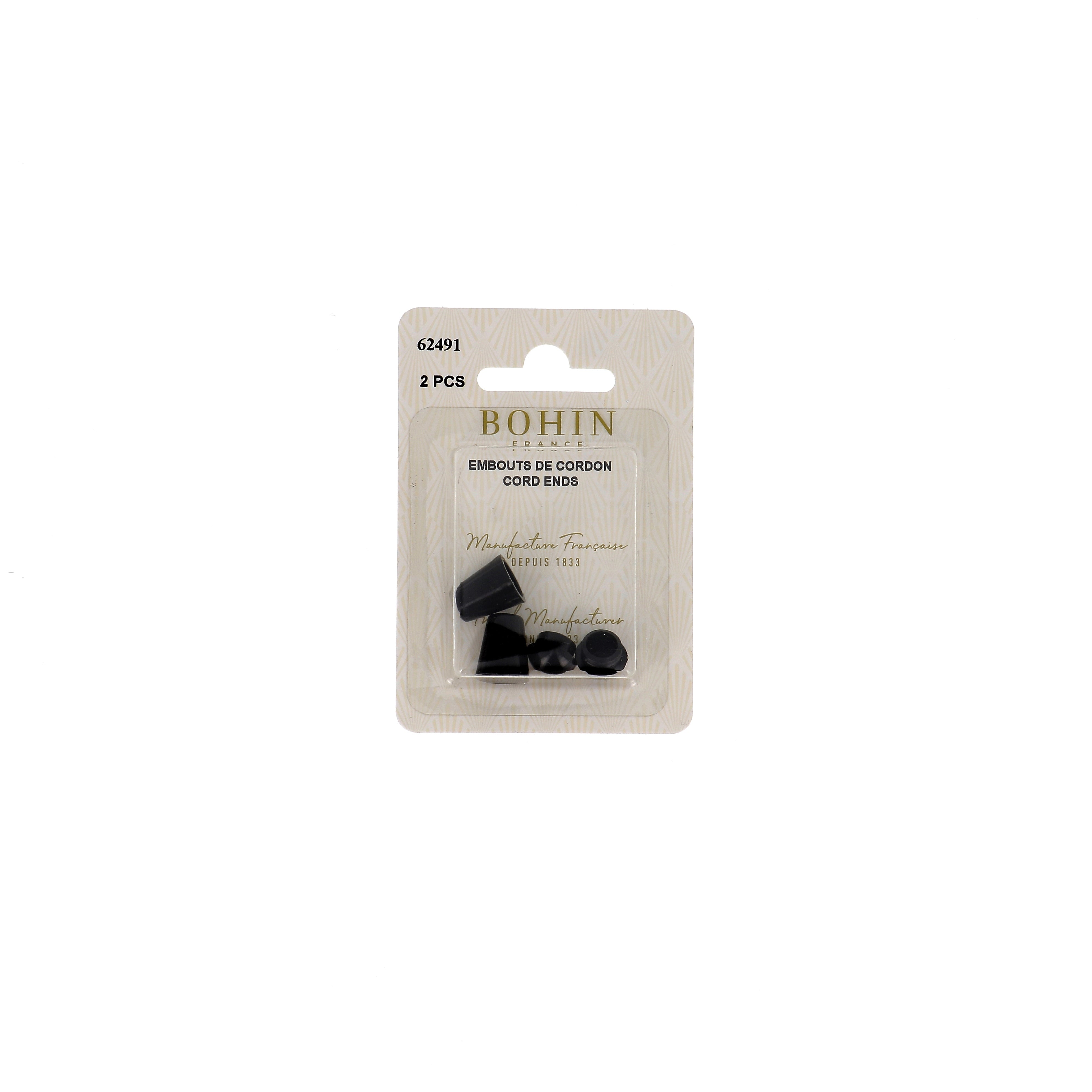 Bohin Embouts de cordons noir 13,5x22 mm accessoire x2