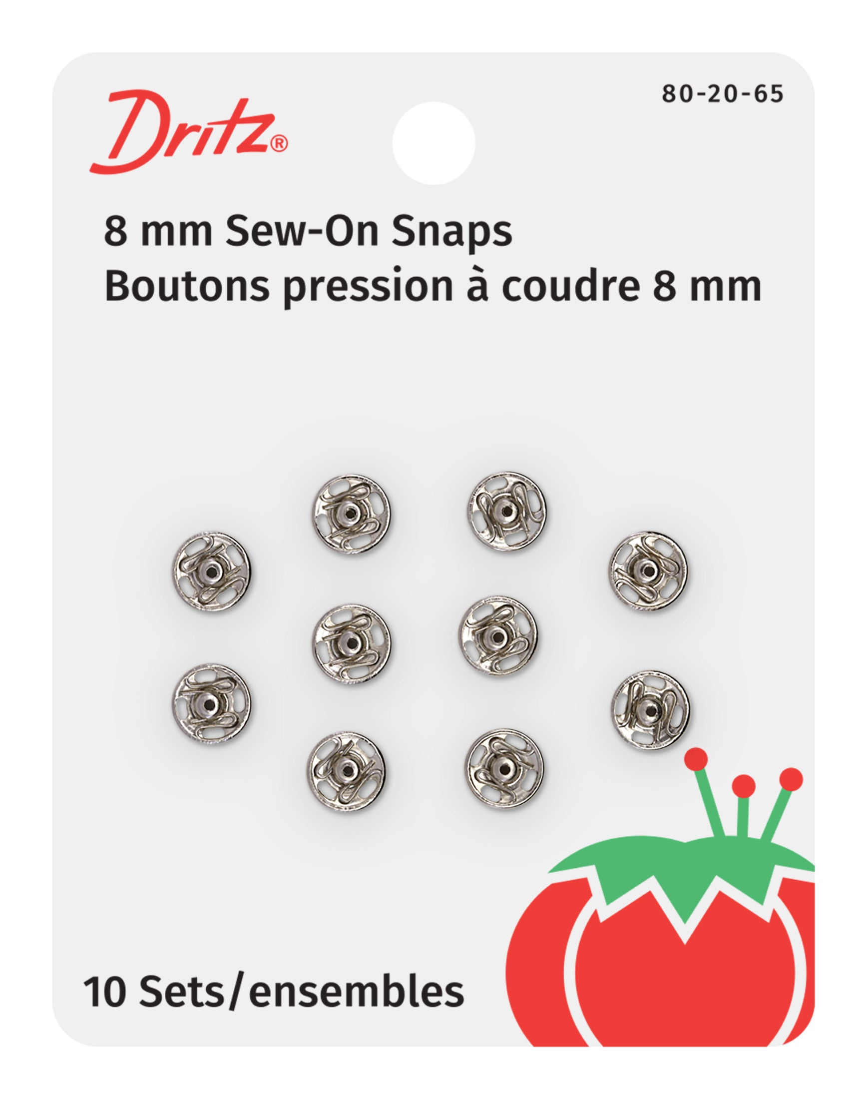 Dritz Fasteners boutons-pression à coudre nickel 10 sets