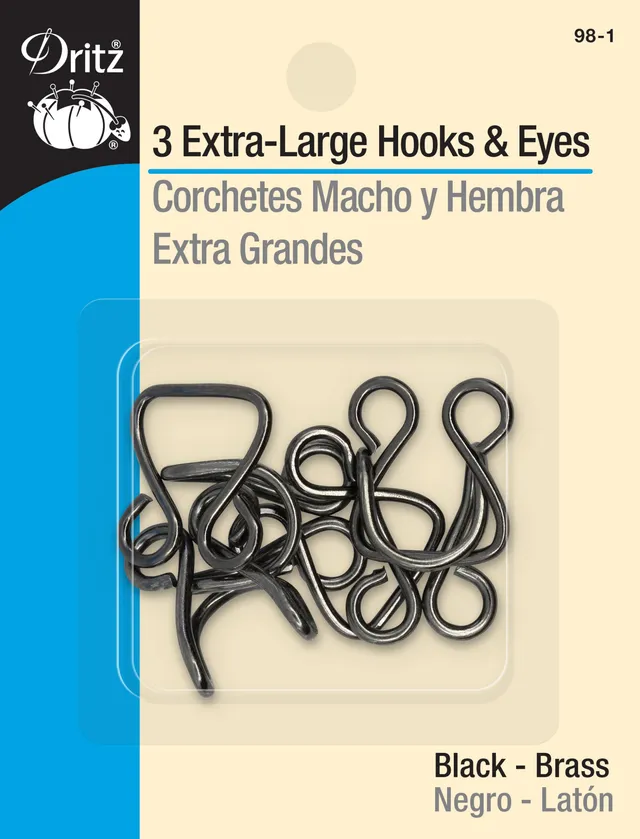 Dritz Agrafes Crochets Jupe Noir x3 métal large