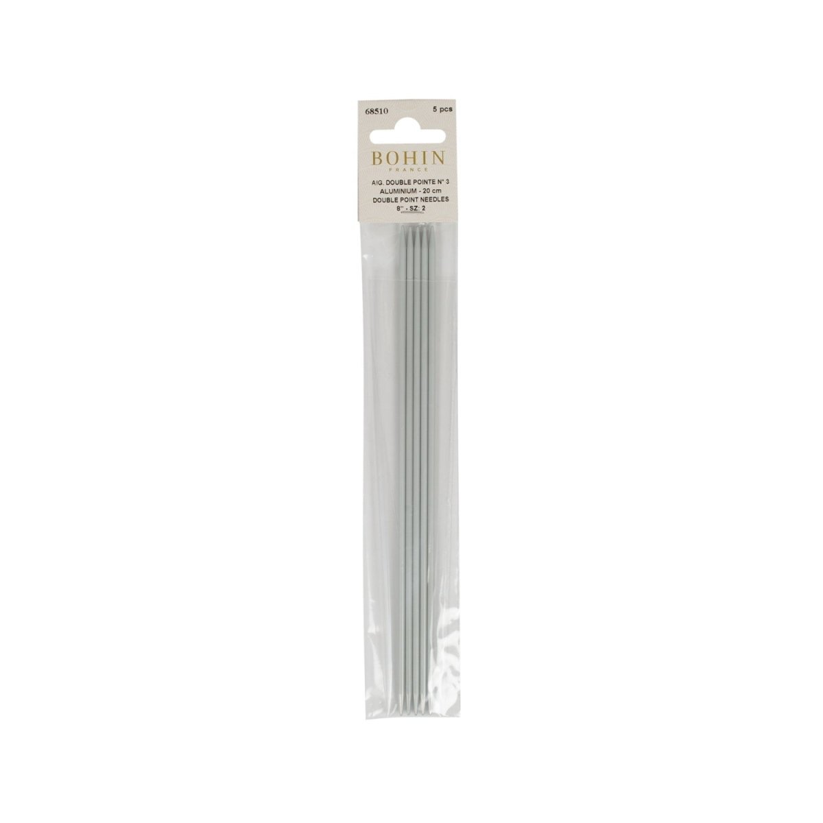 Bohin Aiguilles double pointe alu 19 cm N°3 chaussettes