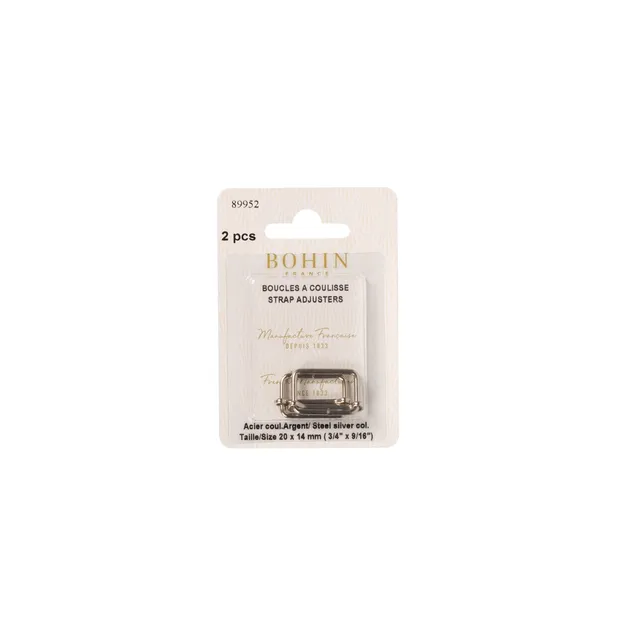 Bohin Boucles à coulisses boucle métal 25 mm argent x2