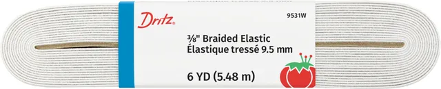 Dritz Élastique tressé blanc 10 mm 5,5 m couture