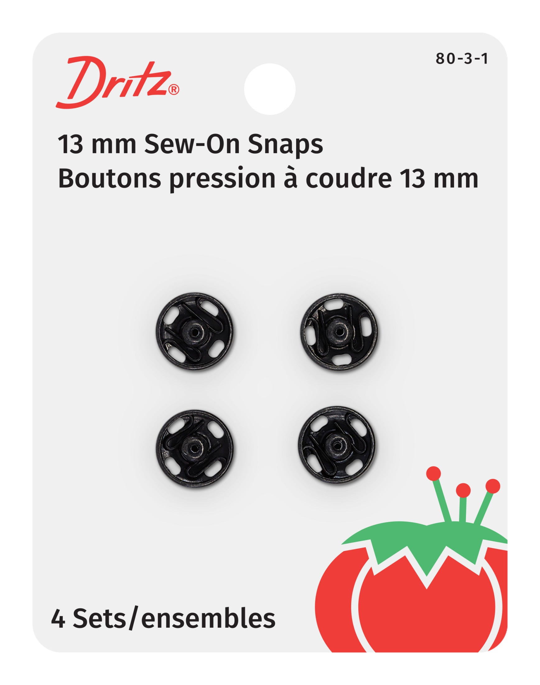 Dritz Boutons Pression à Coudre Nickel Taille 3 4 pcs