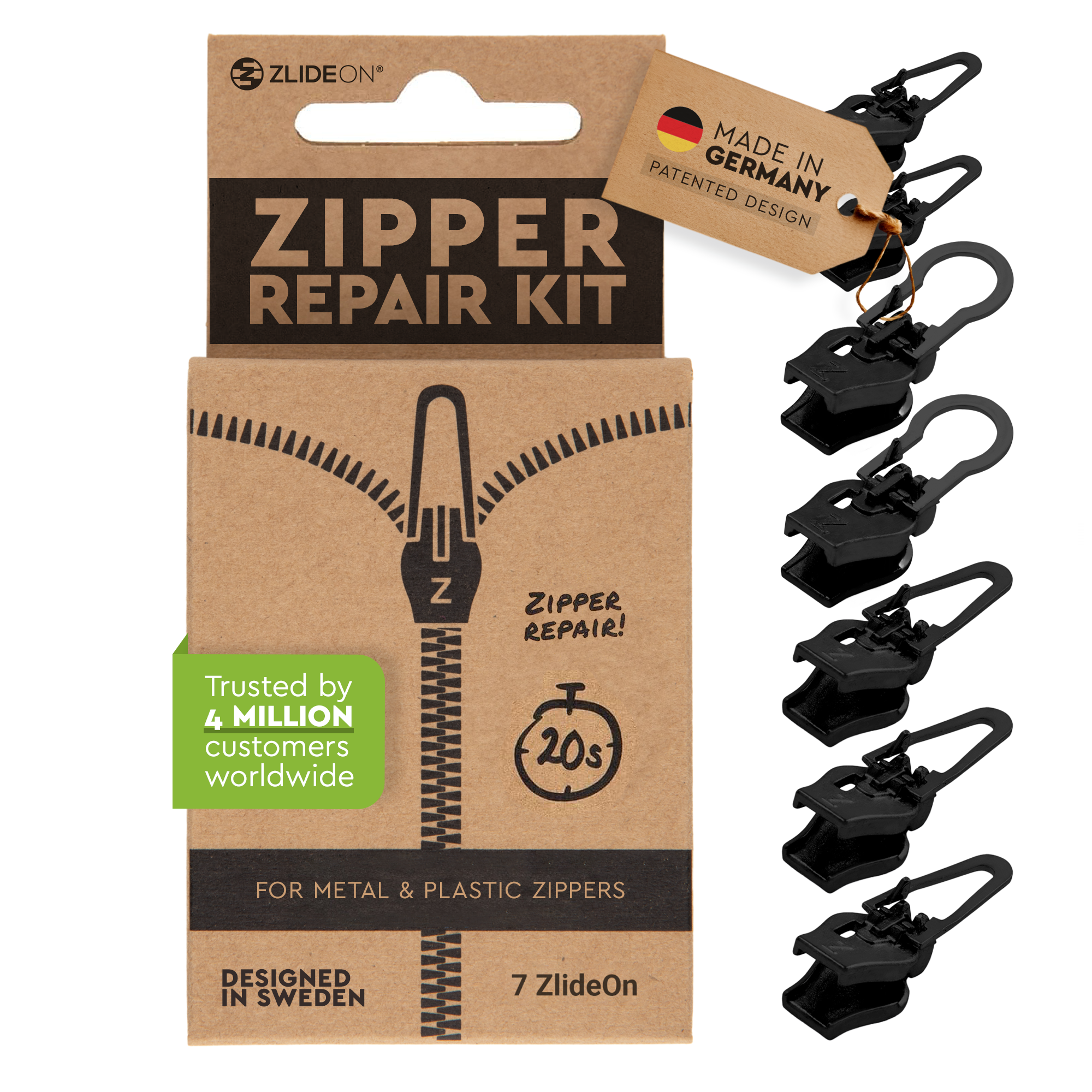 ZlideOn Multipacks lot curseurs réparation fermeture 3 pcs
