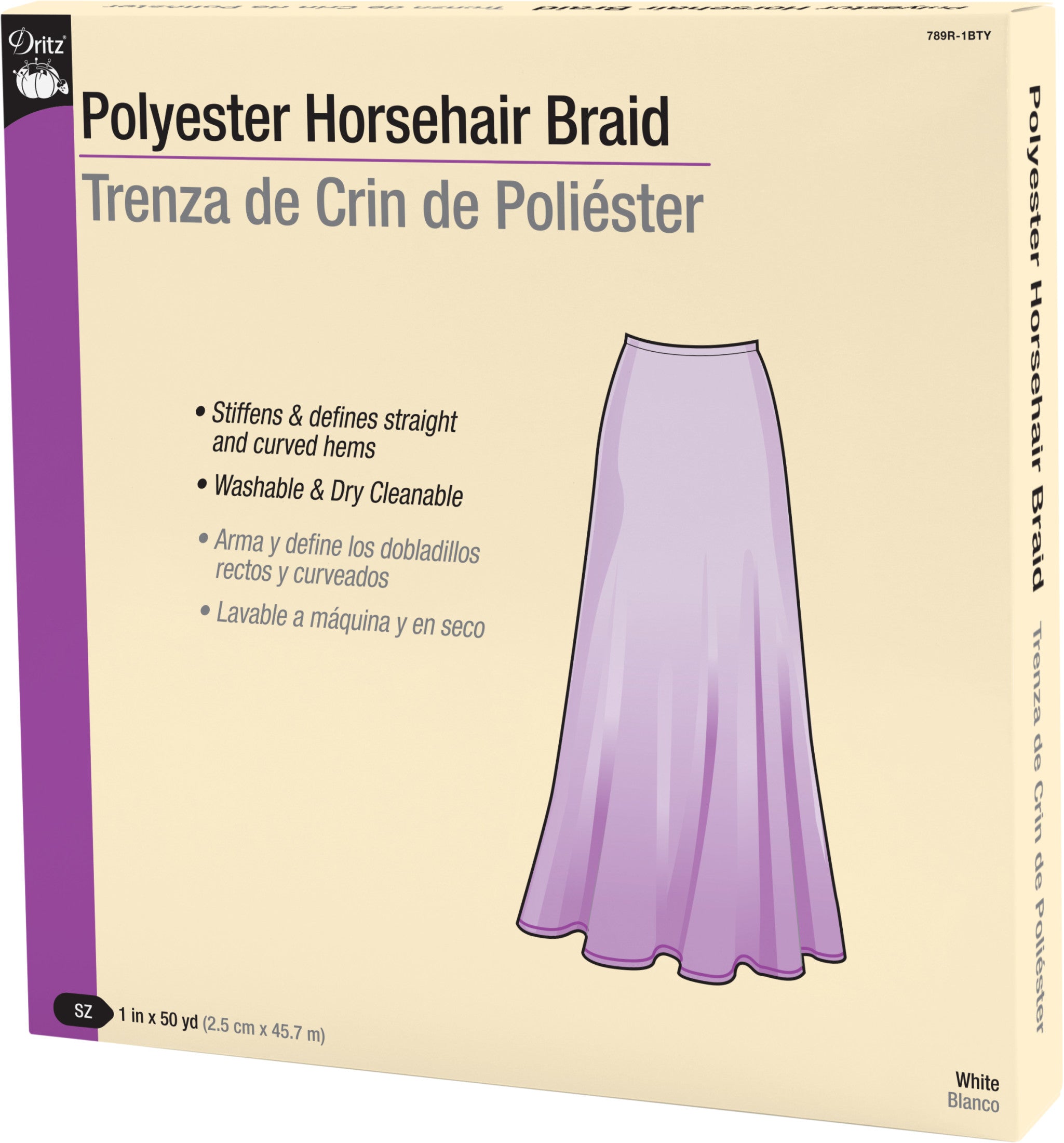Dritz Crin polyester blanc 25 mm 50 yards ourlet