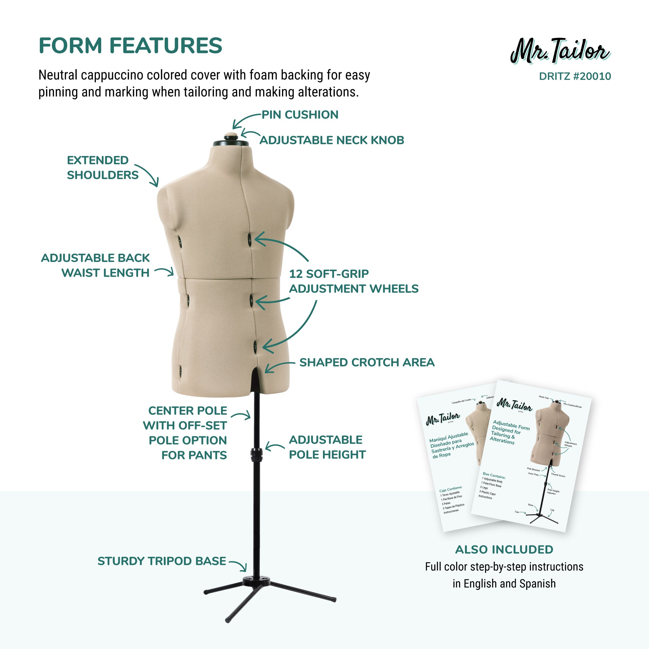 Dritz Adjustable Dress Forms Mr Tailor mannequin homme réglable